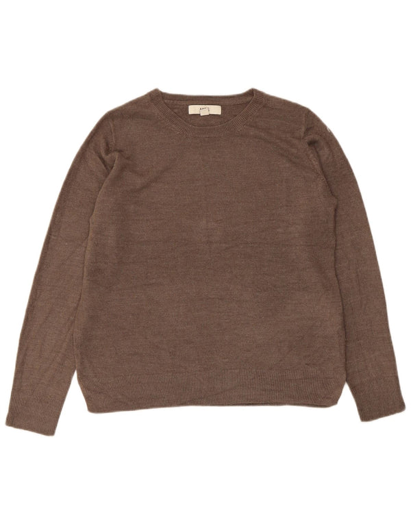 Marks & Spencer Damen-Pullover mit Rundhalsausschnitt, Gr. 10, Small, Braun, Acryl