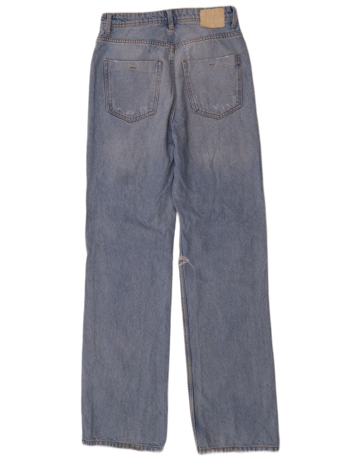 Zara Damen Distressed Straight Jeans EU 38 Small W28 L34 Blau