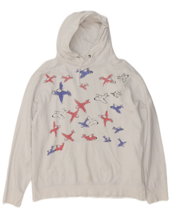 Topshop Damen-Kapuzenpullover mit Grafik, UK 14, mittelweiße Baumwolle
