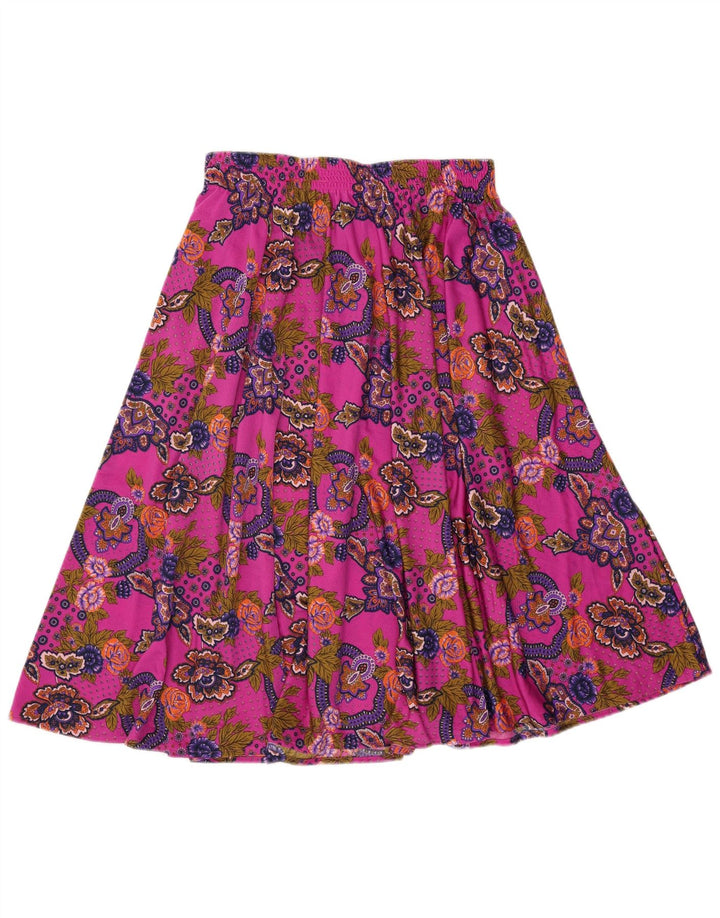 Vintage Damen ausgestellter Rock W34 Großes Rosa Paisley
