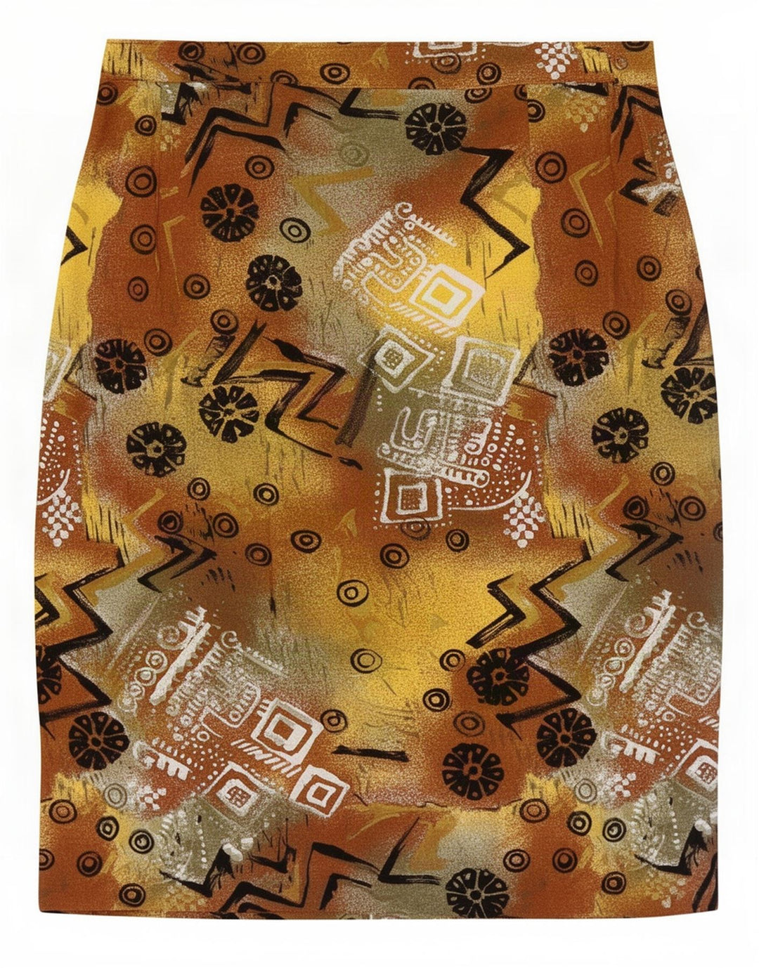 Vintage Damen Rock mit abstraktem Muster, gerader Stil, groß, W32, mehrfarbig
