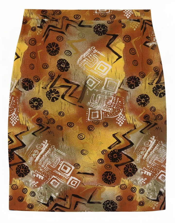 Vintage Damen Rock mit abstraktem Muster, gerader Stil, groß, W32, mehrfarbig