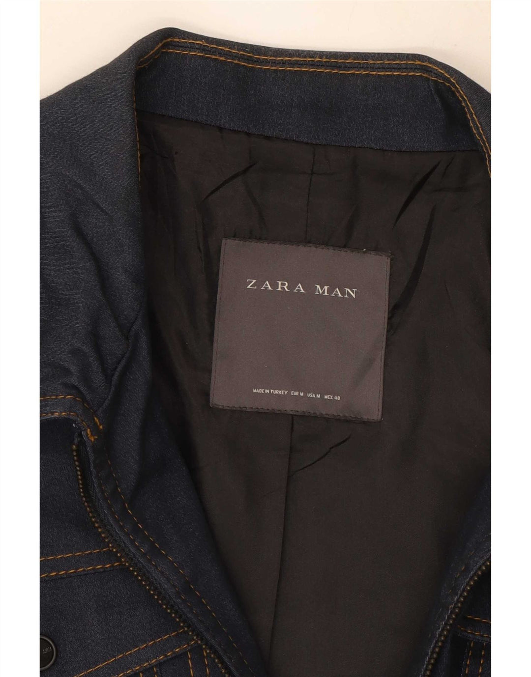 Zara Herren Jeansjacke UK 38 Mittelmarineblaue Baumwolle