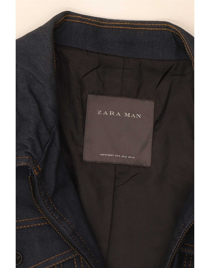 Zara Herren Jeansjacke UK 38 Mittelmarineblaue Baumwolle