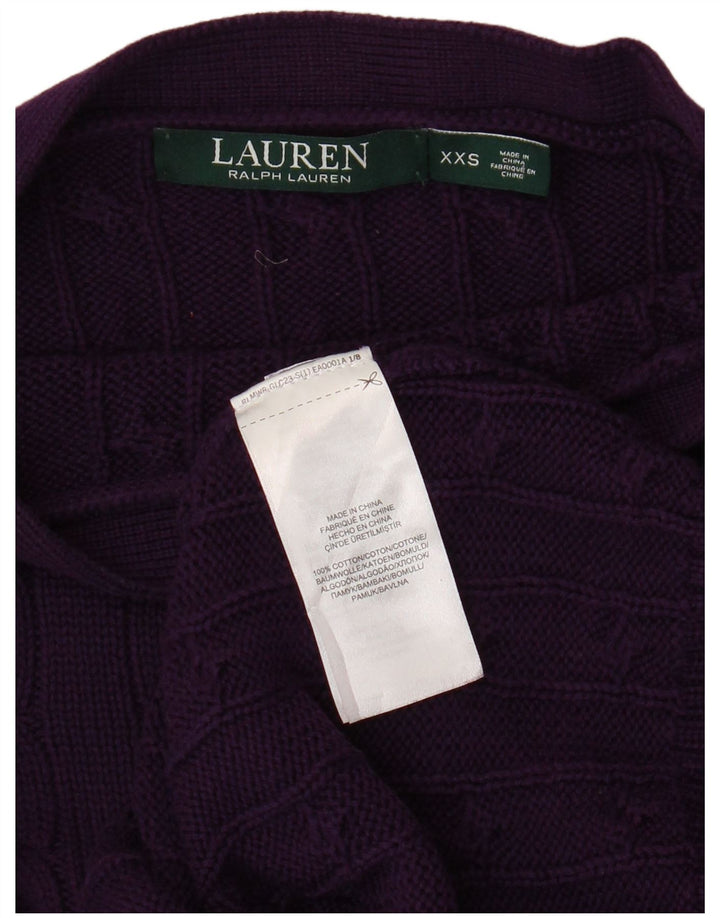RALPH LAUREN Damen-Pullover mit U-Boot-Ausschnitt, UK 2 2XS, Lila, Baumwolle