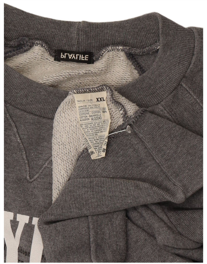 Playlife Herren-Sweatshirt mit Grafik, 2XL, graue Baumwolle