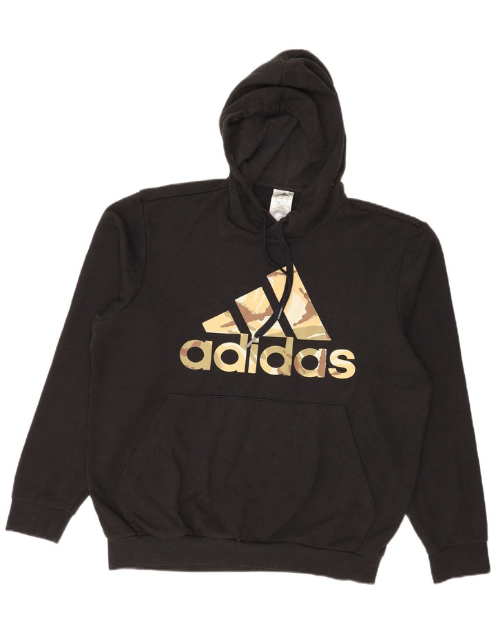 Adidas Herren Graphic Hoodie Pullover Große schwarze Baumwolle