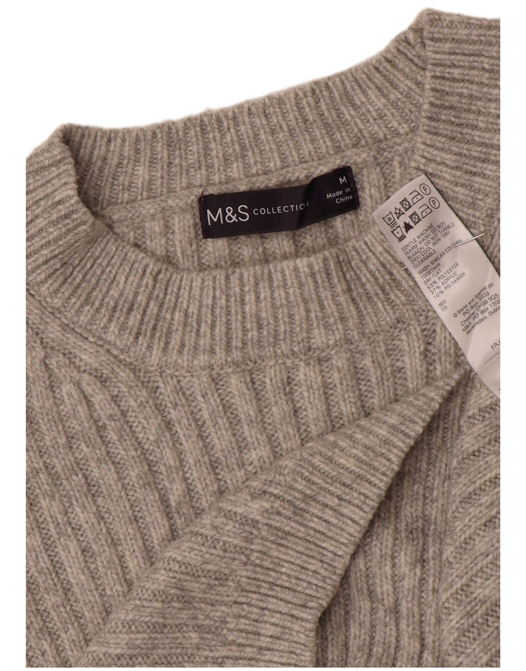 Marks & Spencer Damen-Pullover mit Rundhalsausschnitt, UK 12, Mittelgrau, Polyester