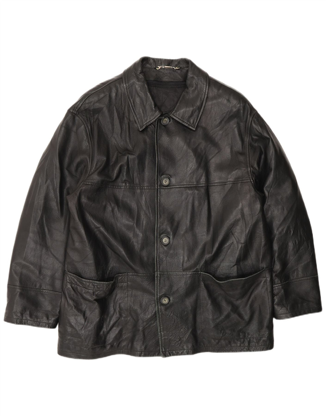 Vintage Herren Lederjacke IT 54 2XL Schwarzes Leder