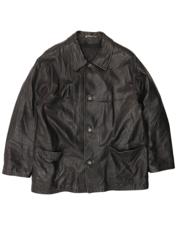 Vintage Herren Lederjacke IT 54 2XL Schwarzes Leder