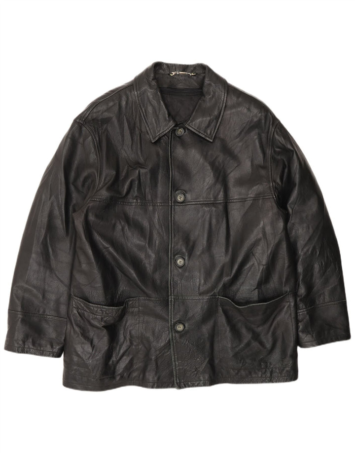 Vintage Herren Lederjacke IT 54 2XL Schwarzes Leder