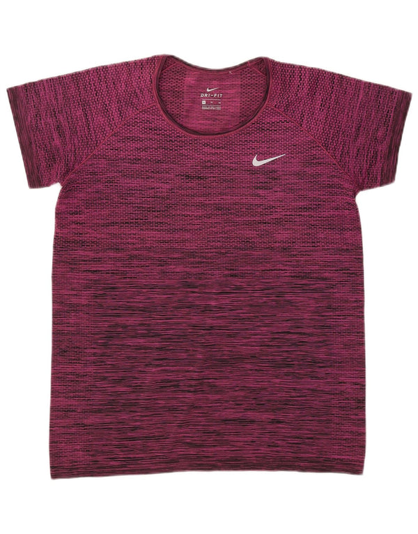 Nike Damen Dri Fit T-Shirt Top UK 18 XL Rosa meliert