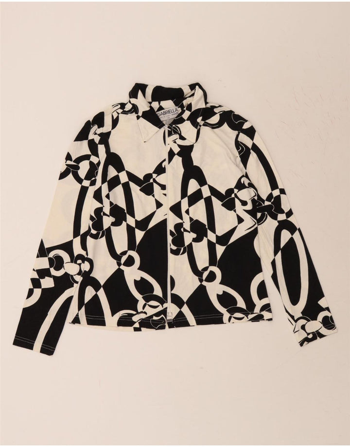 VINTAGE Womens Abstract Pattern Shirt Blouse IT 44 Medium White Rayon Vintage Vintage and Second-Hand Vintage from Messina Hembry 