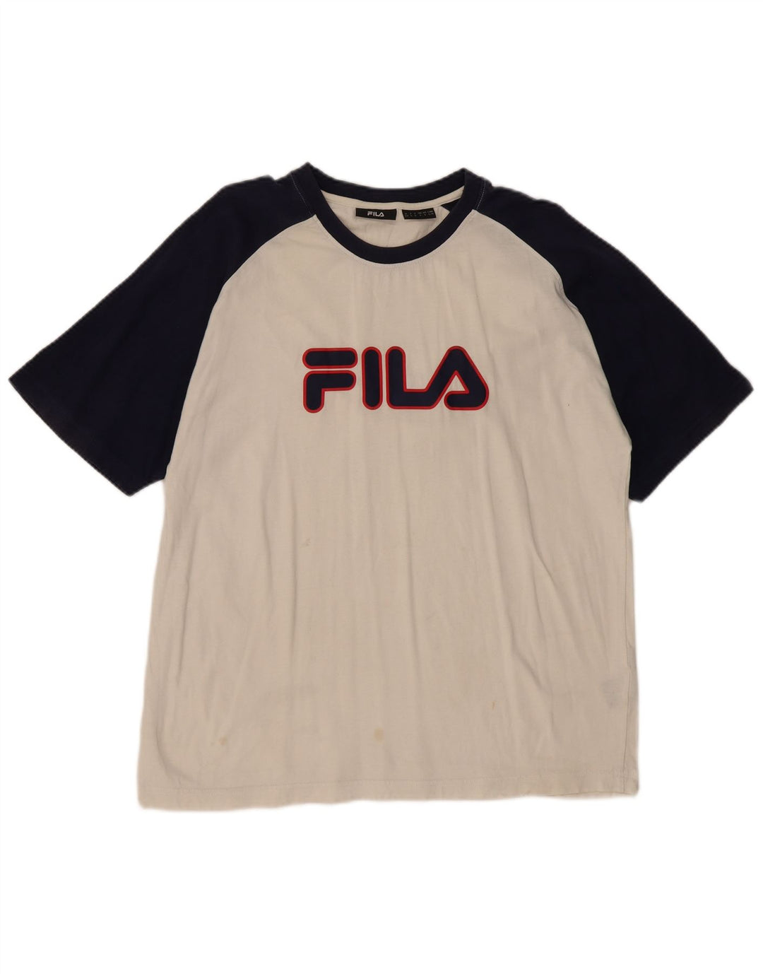 FILA Herren-T-Shirt mit Grafik, groß, weiße Blockfarben-Baumwolle