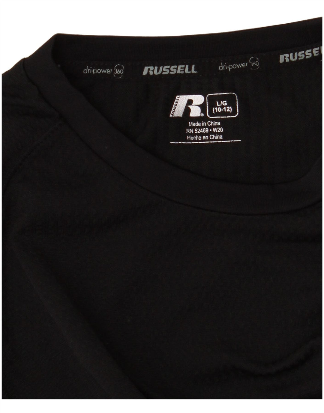 Russell Athletic Dri-Power-Oberteil für Jungen, langärmelig, 10–11 Jahre, Größe L, Schwarz
