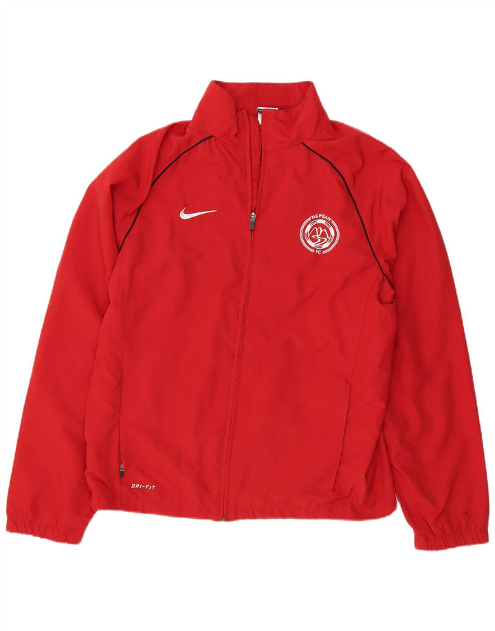 NIKE Mens Dri Fit Tracksuit Top Jacket Medium Red Polyester