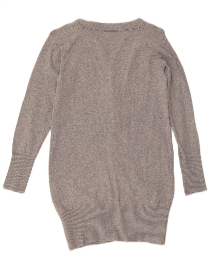 Zara Damen-Cardigan-Pullover UK 12 Mittelgrau gefleckte Baumwolle