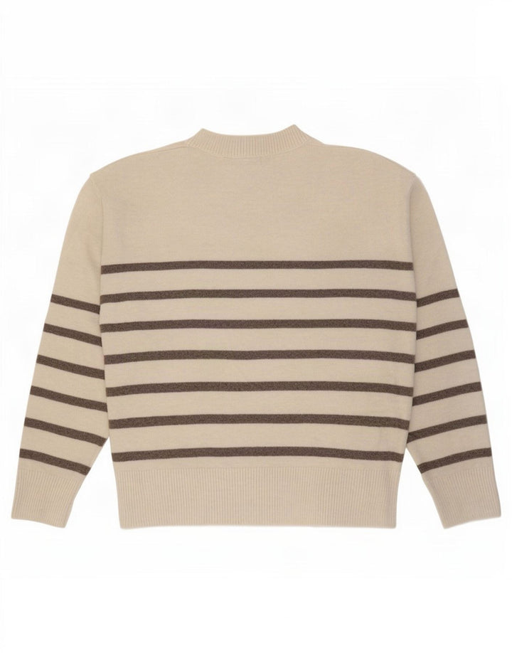 Marks & Spencer Damen-Pullover mit V-Ausschnitt, Gr. 10, Größe S, gebrochenes Weiß, gestreift