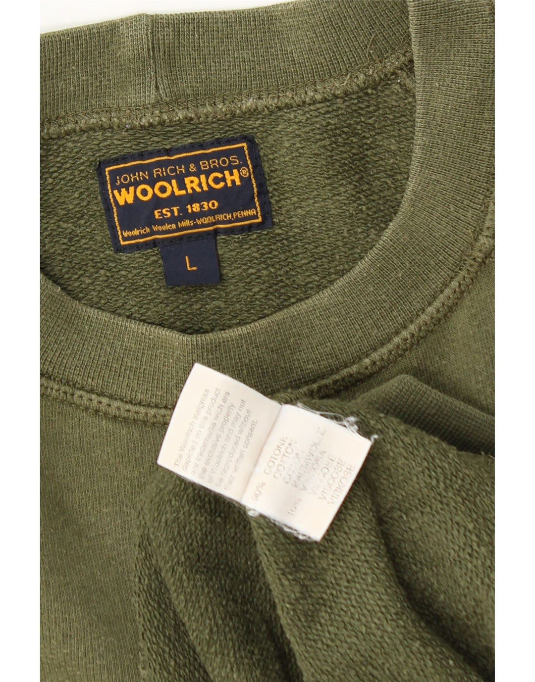 Woolrich Herren-Sweatshirt mit Grafik, groß, grüne Baumwolle