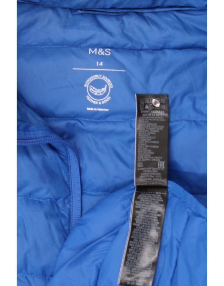 Marks & Spencer Damen Wattierte Jacke UK 14 Large Blau Polyamid