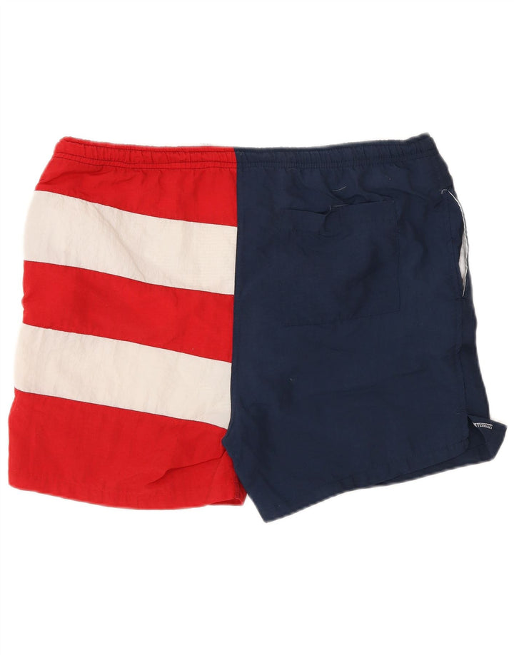 Vintage Herren-Badeshorts mit Grafik, mittelgroß, mehrfarbig, Colourblock-Nylon