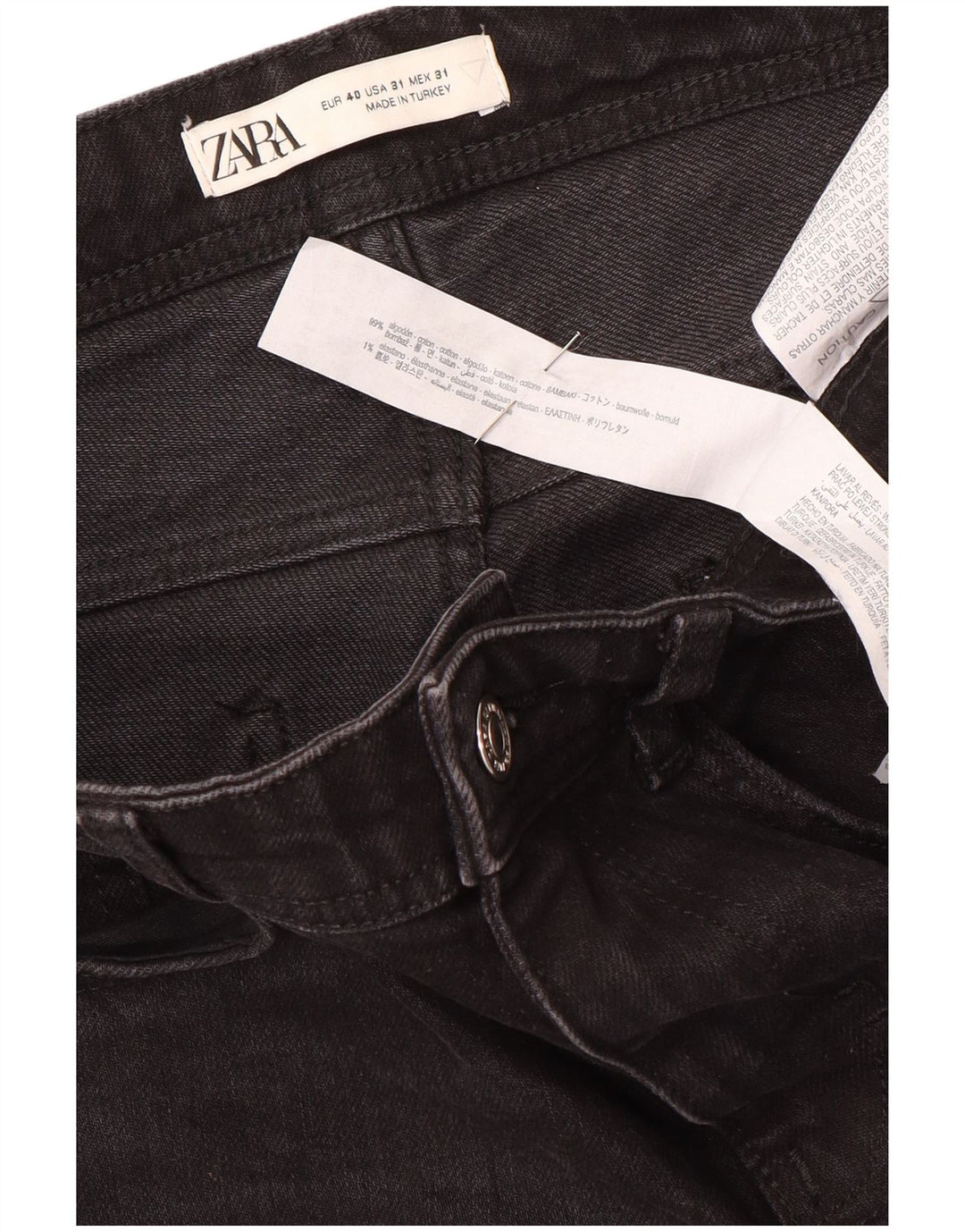 Zara Damen Slim Jeans EU 40 Medium W31 L29 Schwarze Baumwolle