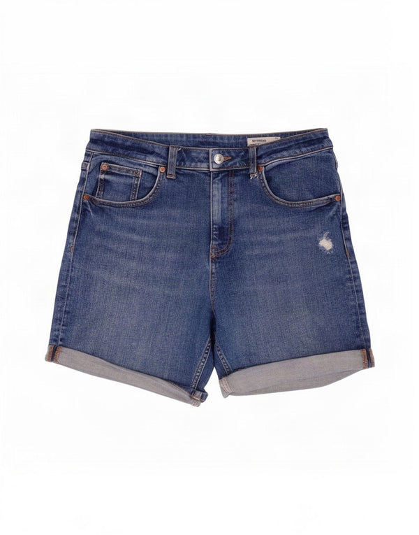 Marks & Spencer Damen Boyfriend-Jeansshorts UK 12 Medium W30 Blaue Baumwolle