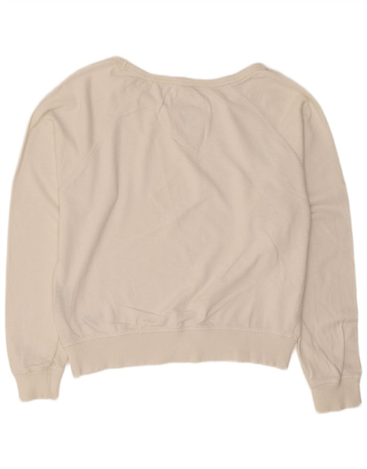 Superdry Damen Sweatshirt-Pullover UK 16 Large Weiße Baumwolle