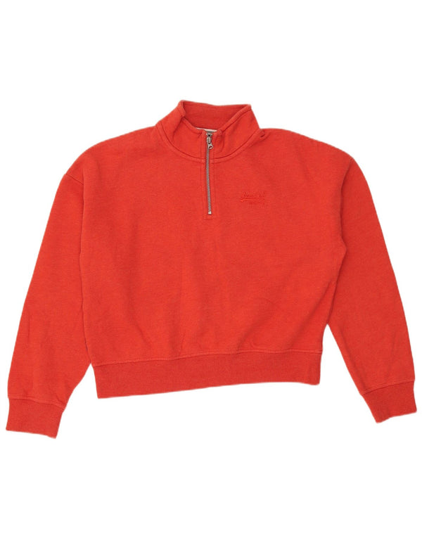 SUPERDRY Womens Oversized Crop Sweatshirt Jumper UK 12 Medium  Red