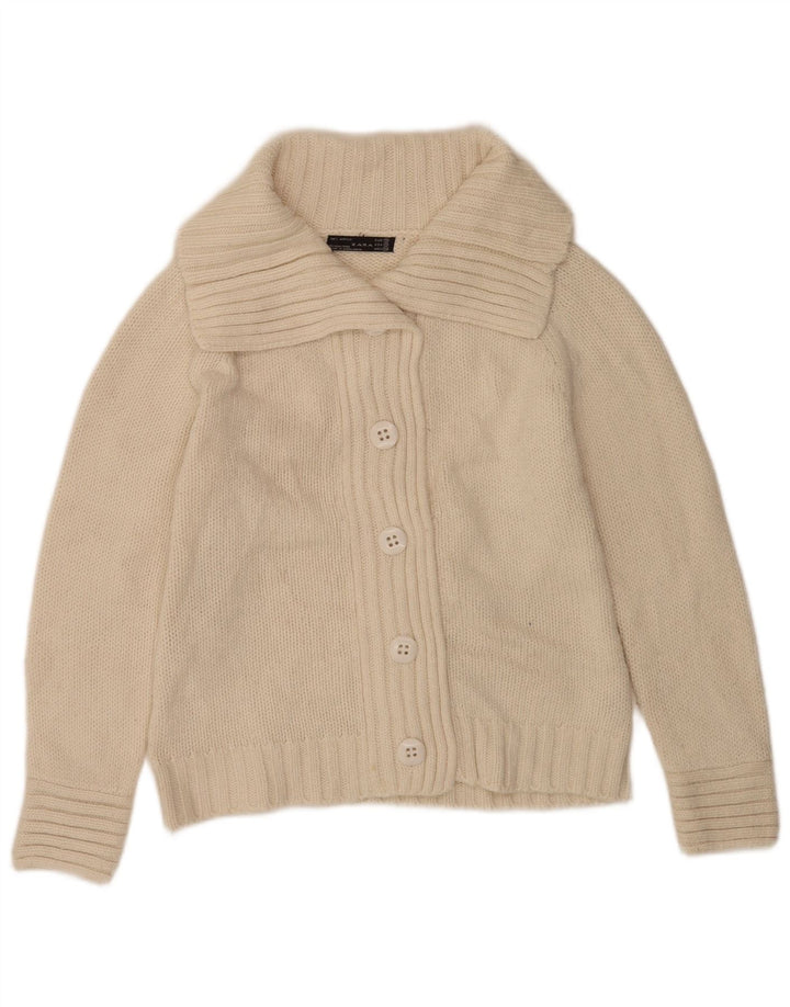 Zara Damen Strickjacke UK 14 Medium Off White Acryl