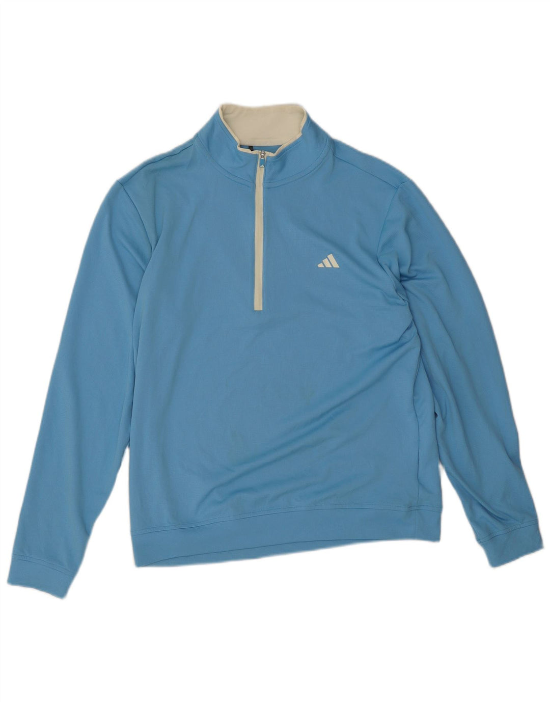 Adidas Herren-Pullover-Trainingsanzug-Oberteil mit Reißverschluss und Halsausschnitt, mittelblaues Polyester