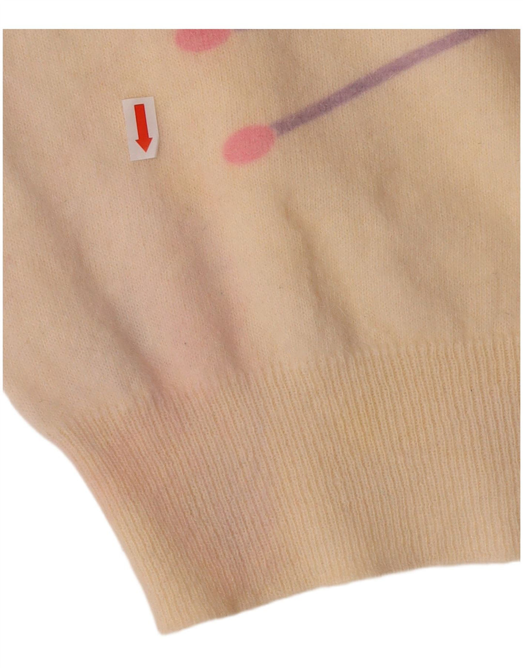 VINTAGE Damen-Pullover mit Rundhalsausschnitt, Gr. 16, groß, cremefarben, geometrisch