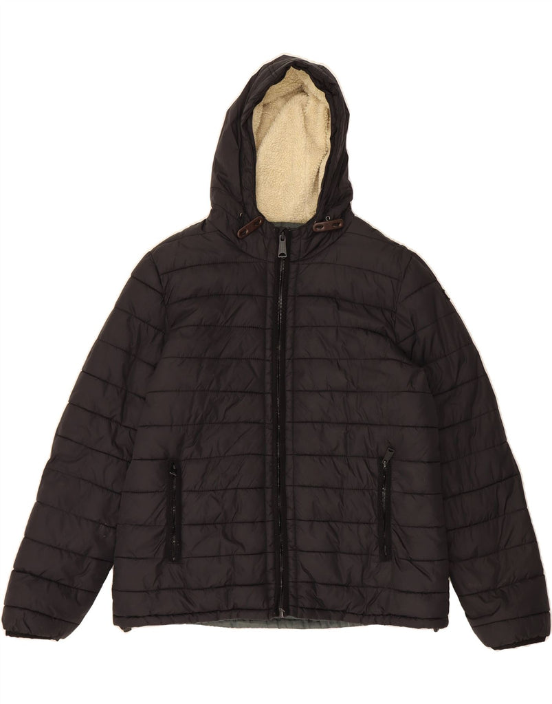 SCHOTT Womens Hooded Padded Jacket UK 20 2XL Black Nylon Vintage Schott and Second-Hand Schott from Messina Hembry 