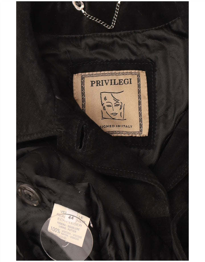 Privilegi Damen Wildlederjacke IT 44 Mittelschwarzes Leder