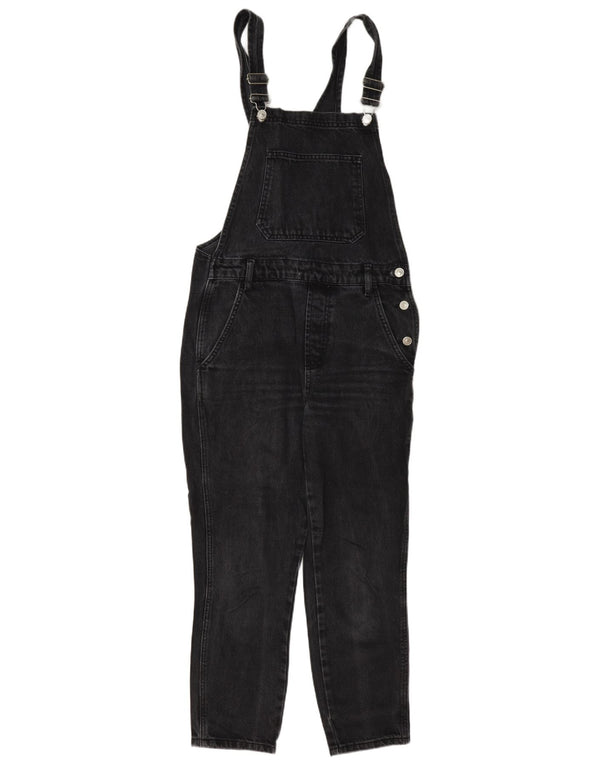 Topshop Damen Latzhose Slim Jeans UK 8 Small W27 L26 Graue Baumwolle