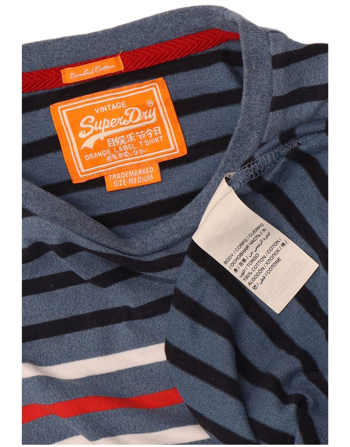 Superdry Herren T-Shirt-Oberteil aus mittelblauer, gestreifter Baumwolle