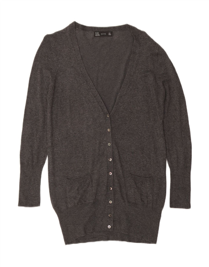 ZARA Womens Longline Cardigan Sweater UK 16 Large Grey Rayon Vintage Zara and Second-Hand Zara from Messina Hembry 