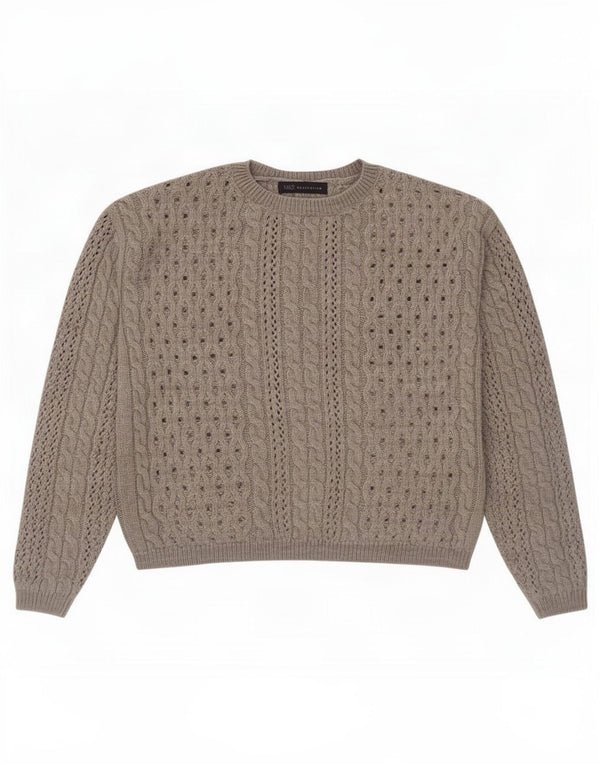 Marks & Spencer Damen Crop Crew Neck Pullover Pullover UK 8 Small Grau