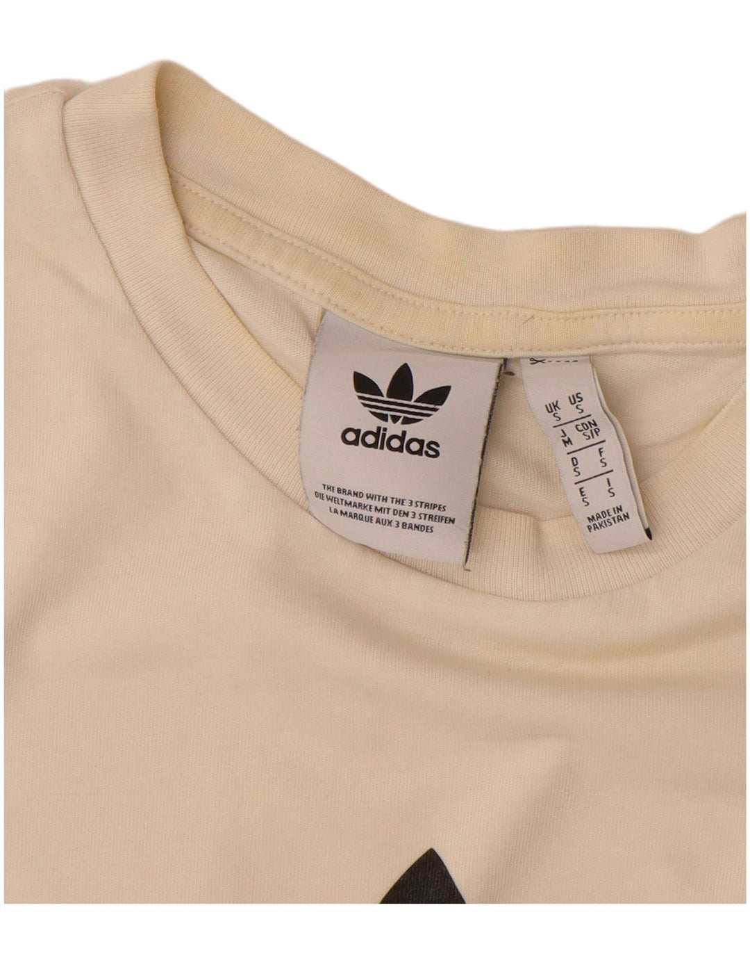 ADIDAS Herren-T-Shirt mit Grafik, Größe S, cremefarbene Baumwolle