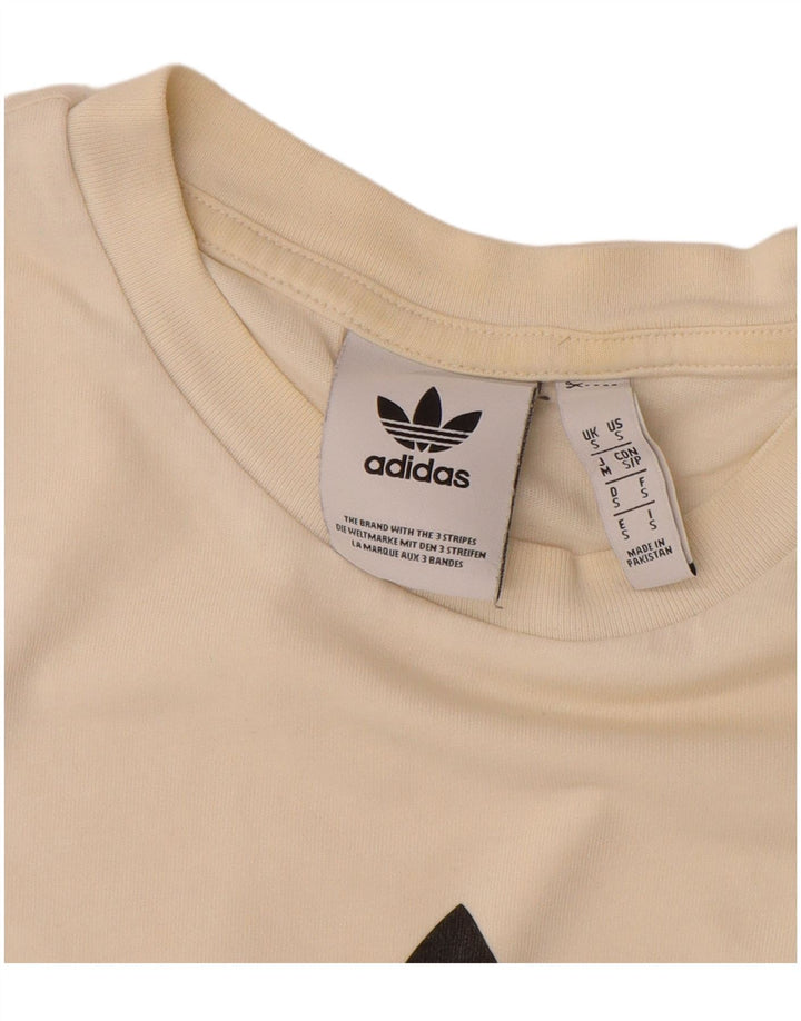 ADIDAS Herren-T-Shirt mit Grafik, Größe S, cremefarbene Baumwolle