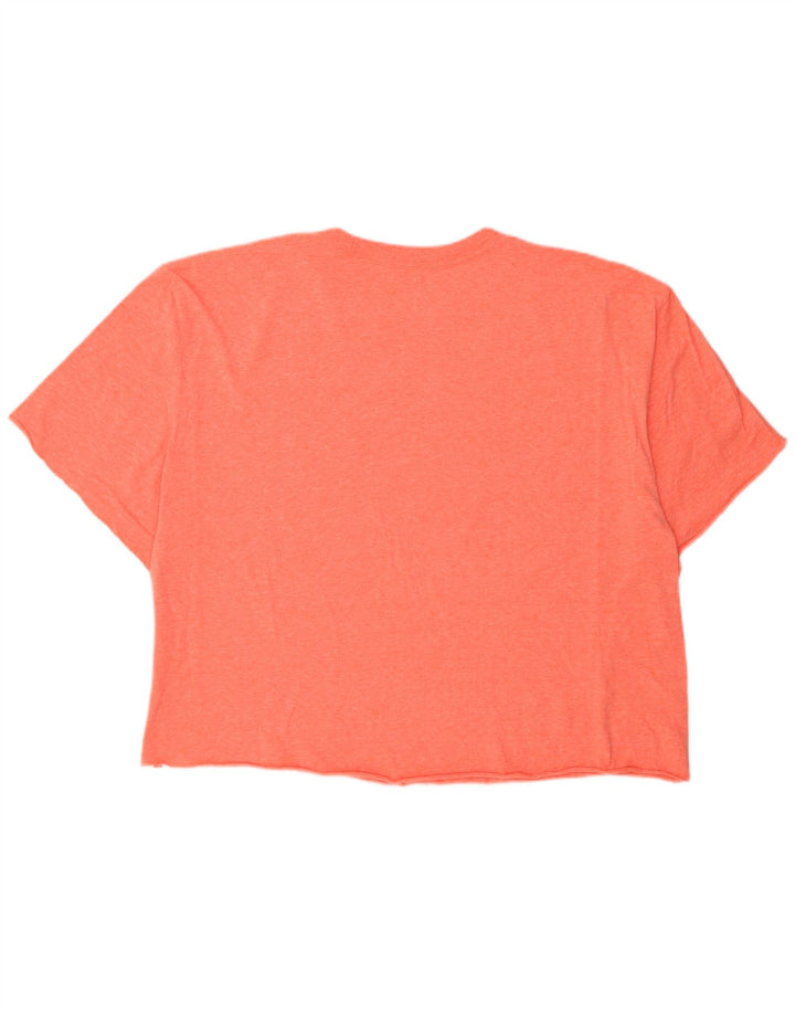 CHAMPION Damen Crop Graphic T-Shirt Top UK 20 2XL Orange meliert