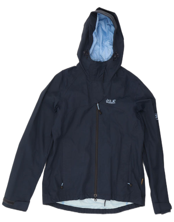 Jack Wolfskin Damen Regenjacke mit Kapuze UK 12/14 Medium Navy Blue Polyamid