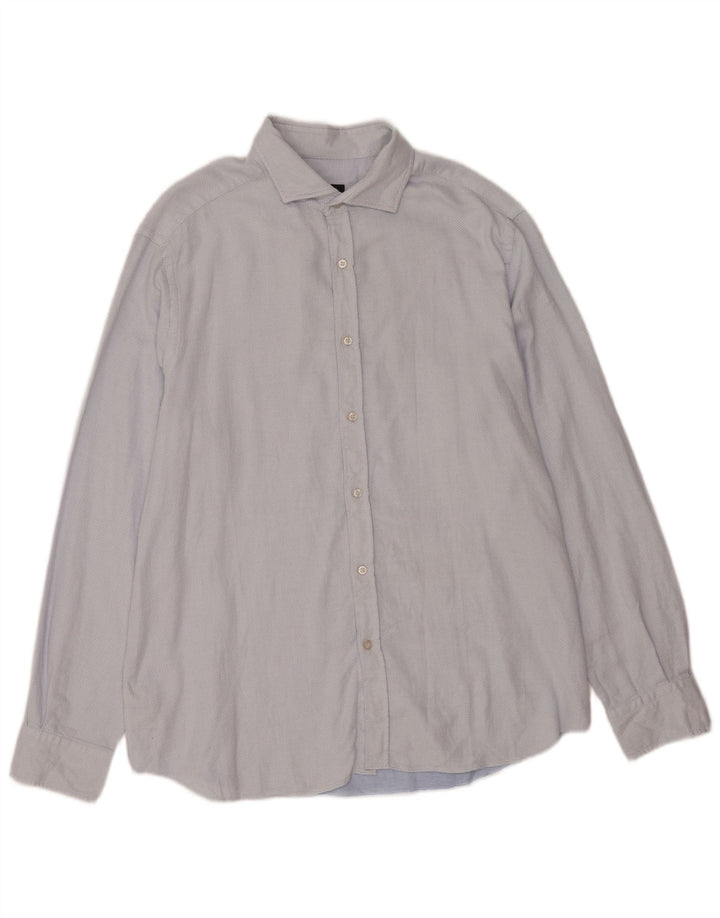 Massimo Dutti Herrenhemd 2XL blau gepunktete Baumwolle