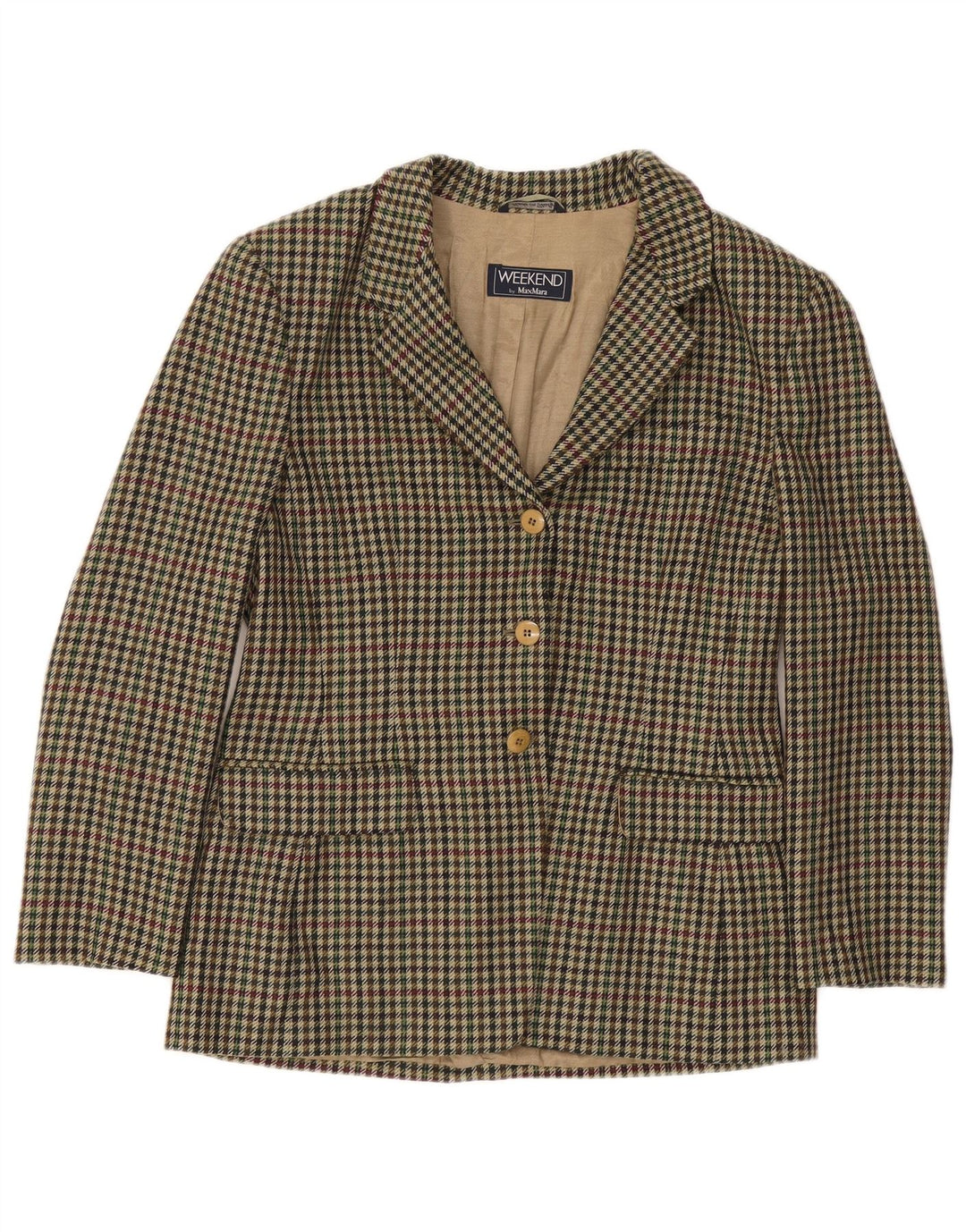 Max Mara Damen Weekend Blazer Jacke UK 16 Large Grüner Hahnentritt