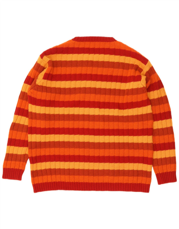 Vintage Herren Pullover mit Rundhalsausschnitt, Größe 52, groß, mehrfarbig gestreift