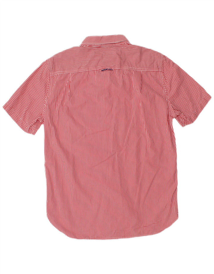 SUPERDRY Herren-Kurzarmhemd, großes rotes Gingham-Baumwollhemd