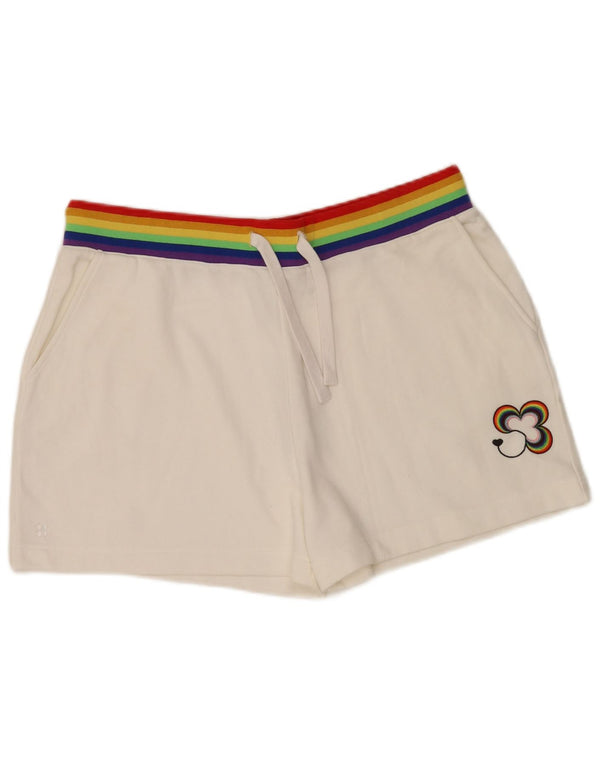 Sweaty Betty Damen Sportshorts UK 18 XL weiß gestreift aus Baumwolle