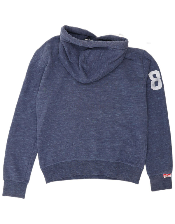 Superdry Herren-Pullover mit grafischem Kapuzenpullover, mittelmarineblau gesprenkelte Baumwolle