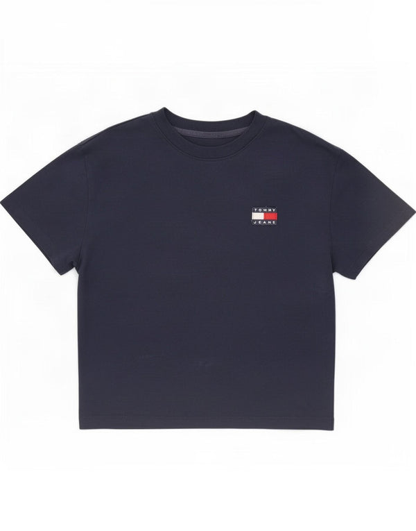 Tommy Hilfiger Damen Übergroßes T-Shirt-Oberteil UK 6 XS Marineblau Baumwolle