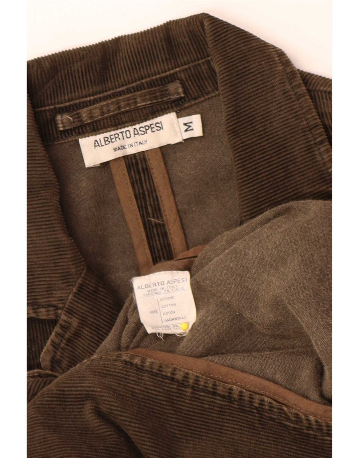 Alberto Aspesi Herren-Blazerjacke mit 3 Knöpfen, UK 38, mittelbraune Baumwolle